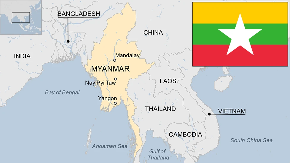 Flamuri dhe harta e Mainmar (Burma)&nbsp;